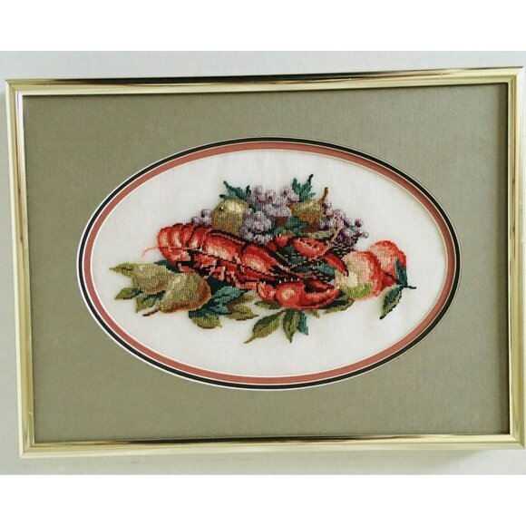 VTG Custom Framed Needlepoint/Petit Point/Cross Stitch Picture Mesh Canvas - Picture 2 of 4